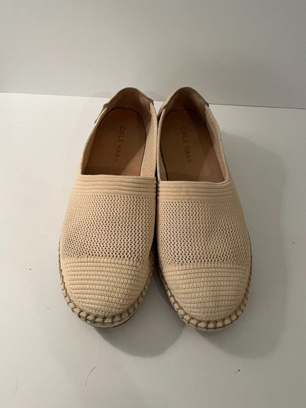 Cole Haan Cloudfeel Espadrille II Slip-On Shoes Woven Beige Fabric Women's 9.5M
